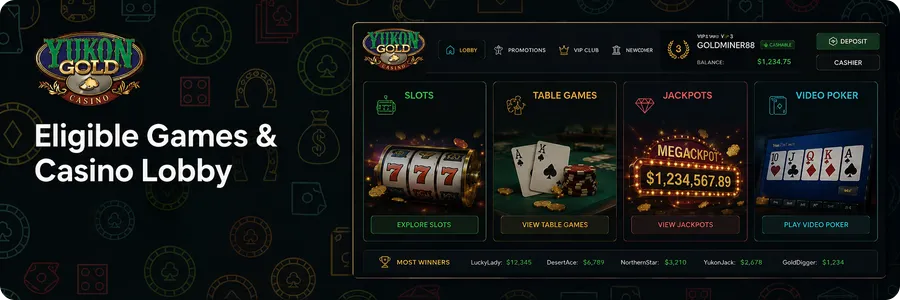 Yukon Gold Eligible Games & Casino Lobby