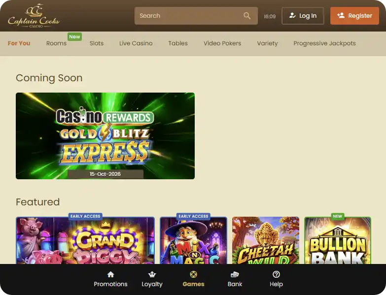 captain cooks main page